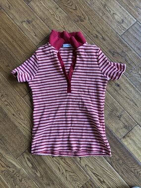 MNG pink and red polo medium